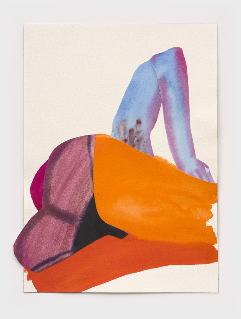 Untitled (from the series Hot seconds), 2024, watercolor and collage on paper, 14 x 10 inches