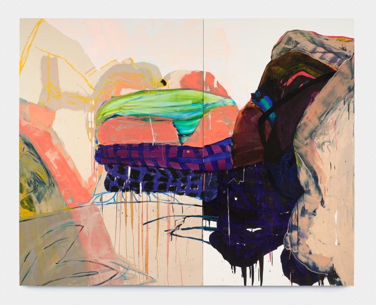 Bright lights and black spots, 2024, oil on canvas, 80 x 100 inches (diptych)